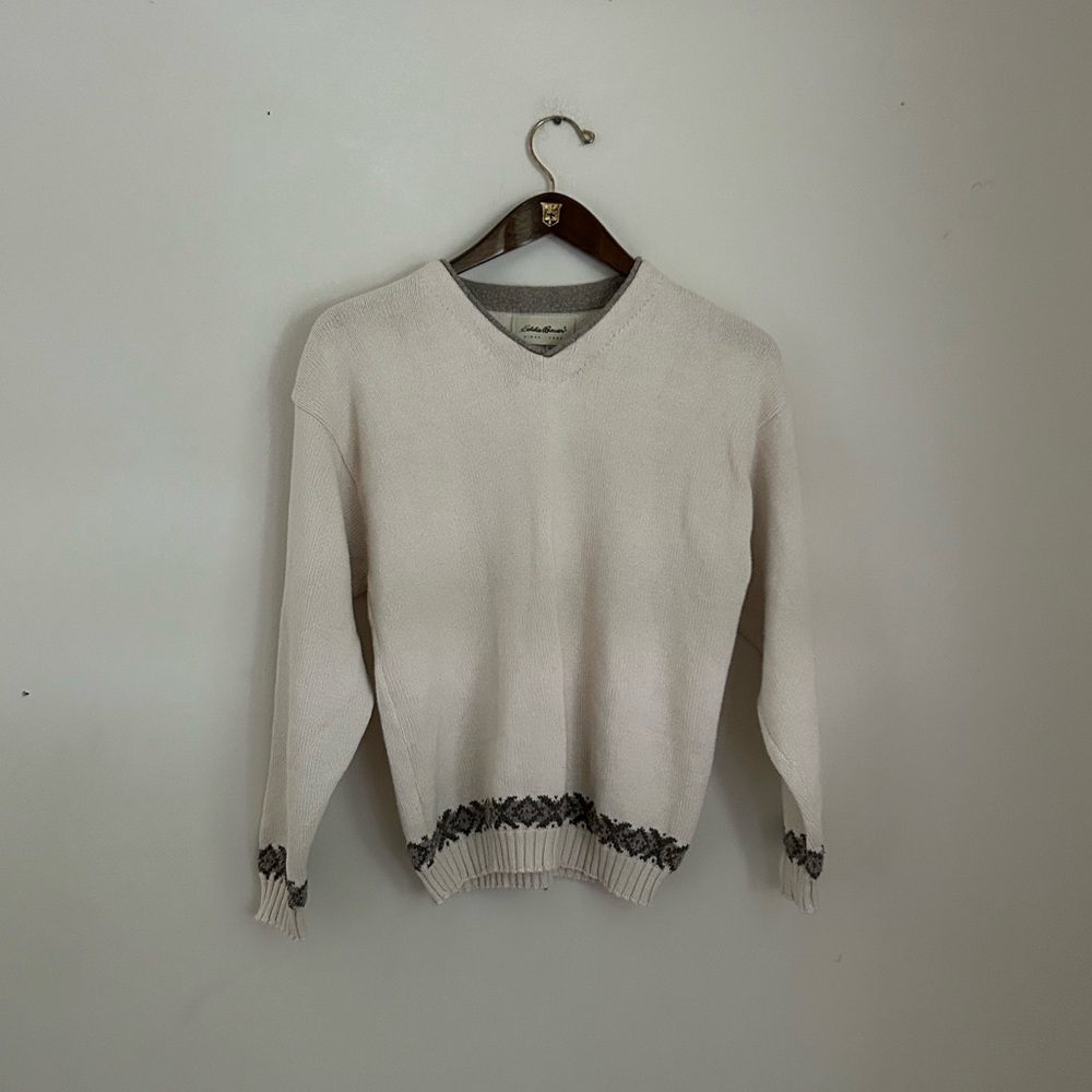 Vintage Eddie Bauer Ivory Icelandic v Neck Sweater